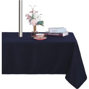 Fitable Table Cover Outdoor and Indoor Tablecloth - Washable Waterproof Wrinkle Free Table Cloth with Zipper and Umbrella Hole for Spring/Summer/Party/Picnic/BBQS/Patio Navy 60x102 inch
