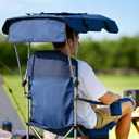 East Oak Camping Chair with Canopy | 25" High Back Folding Beach Chair with Canopy Shade, Supportive Headrest, Cup Holder, Side Pocket, 330 lbs Heavy Duty Canopy Chair for Outdoors, Adult Size