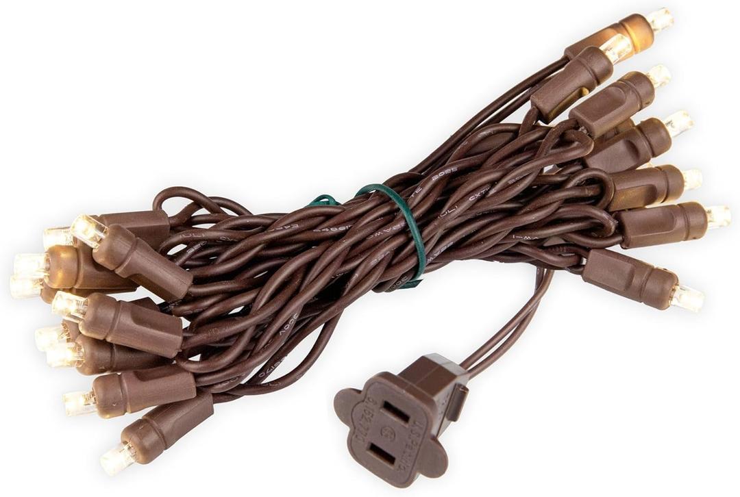 Novelty Lights 7 Feet 20 LED String Light, Warm White on Brown Wire, 4" Spacing Short Fairy Lights, Connectable End-to-End, UL Listed for Indoor/Outdoor