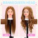 Mannequin Head with Human Hair 80% Real Hair 26-28'' Cosmetology Mannequin Head for Hairdresser Styling Practice on Braiding Manikin Doll Head with Free Clamp Stand and Tools (Blond)