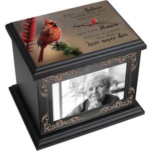 Cremation Urns for Human Ashes Adult Male or Female, Funeral Memorial Urns for Ashes with Photo Frame, Wooden Urns Box and Casket for Men Women, Burial Urn for Adults Up to 200 IBS