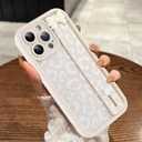 MOWIME Compatible with iPhone 14 Pro Max Case with Strap, Upgraded Bow Wrist Strap Cheetah Print Shockproof Soft TPU Protective Cover, Slim Leopard Case for iPhone 14 Pro Max 6.7 Inch, White