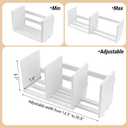 MyGift White Wood Desktop Bookshelf Organizer, Expandable Adjustable Display Shelf Book Rack