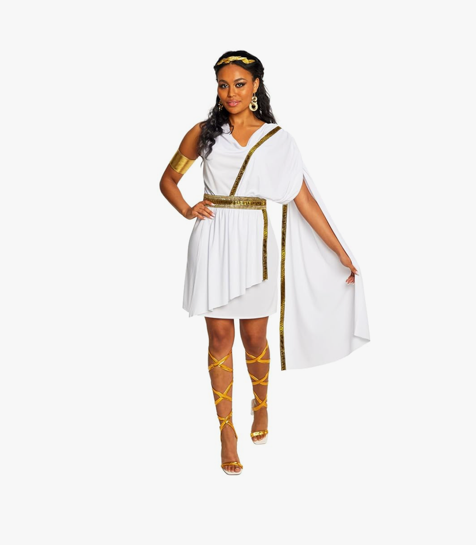 Morph Greek Goddess Costume - Women's Toga Costume, Halloween Goddess Outfit for Women, Greek Toga Dress large