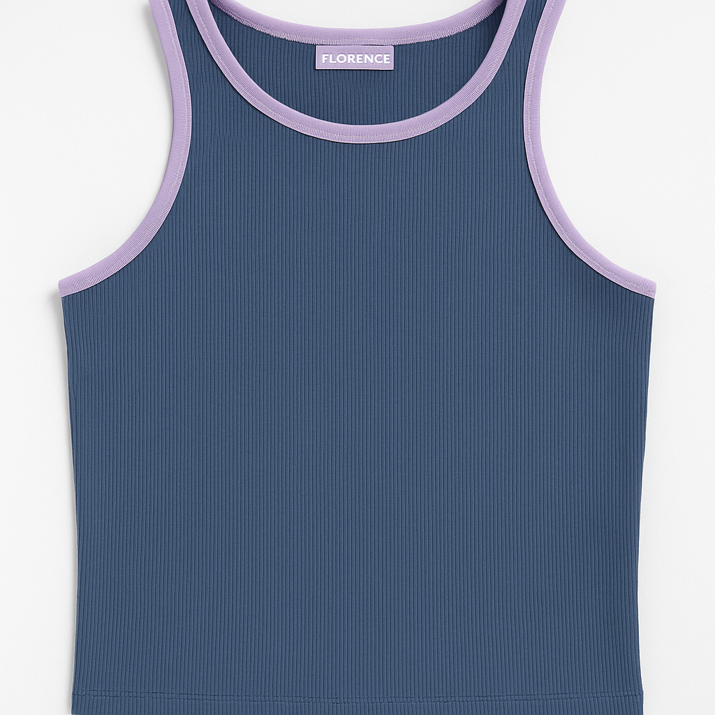 Florence Women’s Ribbed Tank Top – Sleeveless Knit Shirt with Contrast Trim, Size XL