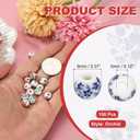 PATIKIL 150 Pcs Ceramic Beads for Jewelry Making, 8mm Flower Printed Round Porcelain Beads Handmade Glazing Beading Supplies for Earring Necklace Bracelets DIY Crafts, Cyan Orchid