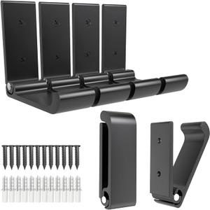 6Pcs 3'' Folding Coat Hooks Black Foldable Hooks Aluminum Alloy Wall Hooks Headphones Holder Wall Mounted with 12pcs Screws Set for Hanging Coats, Bags, Hat, Towel, Keys