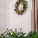 DN DECONATION 20 Inch Lighted Chirstmas Wreaths for Front Door, Artificial Winter Wreath with Lights, Eucalyptus Berry Wreath with Pine Cones for Indoor Outdoor Xmas Wreaths Home Decor