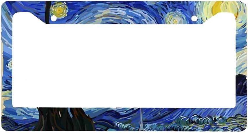 Decorative License Plate Frame Starry Night Car Tag Frame Aluminum Auto License Plate Holder for Men Women (12 x 6 Inch, Multi-0012)
