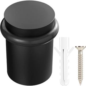NYCO - Floor Door Stopper Chrome Door Stop - Classy Solid Steel Modern Heavy Duty Door Stoppers - Floor Mount Anchor Screw - Wall Protector for Commercial Door (1.5 Inch Black Finish)