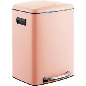 happimess HPM1005G Marco Rectangular 10.6-Gallon Double Bucket Trash Can with Soft-Close Lid, Flamingo Pink, Fingerprint Resistant, Modern, Minimalistic for Home, Kitchen, Office, Bedroom, Bathroom