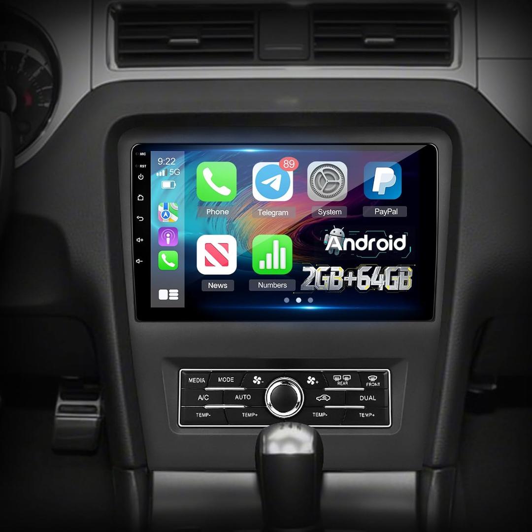 2G+64G Radio for Ford Mustang 2010 2011 2012 2013 2014, 10.1 inch Android Touch Screen Ford Mustang Car Stereo, Carplay/Android Auto/Bluetooth/EQ Audio/SWC