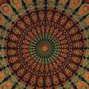 Bless International Handmade Indian hippie Bohemian Psychedelic Peacock Mandala Wall hanging College Dorm Beach Throws Table Cloth Bedding Tapestry (Golden Green, Medium(54x60Inches)(137x152cms))