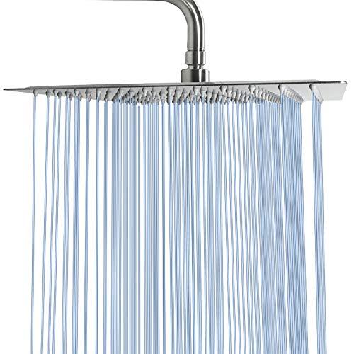 NearMoon Rain Shower Head, High Flow Stainless Steel Square Rainfall Shower, Waterfall Bath Shower Body Covering, Ceiling or Wall Mount (16 Inch, Brushed Nickel)