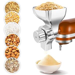 Jooke Metal Grain Mill Attachment for KitchenAid Stand Mixer, Flour Mill Wheat Grinder for Kitchen Aid Accessories and Attachments, Fit Grinding Non-Oily Dry Grains Wheat, Coffee Beans, Corn, Oats