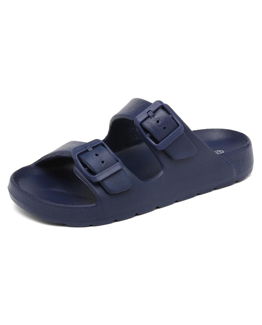 INMINPIN Boys Girls Double Buckle Slide Sandals Comfort Beach Pool Shower Slippers Adjustable Indoor Outdoor Little Kid/Big Kid Size 13