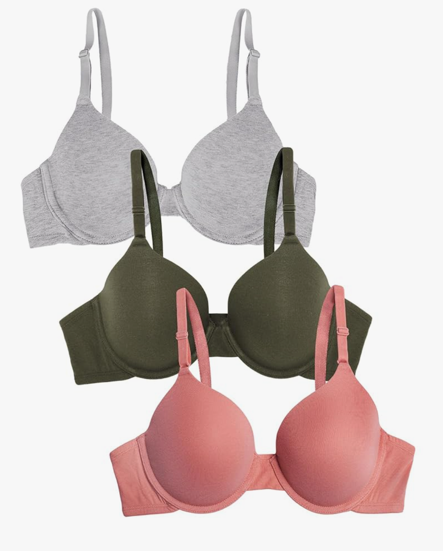 Fruit of the Loom Women's Smooth Cotton T-Shirt Bra Pack - Ultra-Soft, Flexible, and Invisible Under Tees
Size 38D