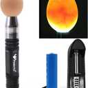 Powerful Professional LED Light Egg Candler Incubator Stainless Steel Tester for All Egg Type, Ultra Bright, Powered Portable, with Full Illustrated Egg Candling Guide (B- Include Batteries)