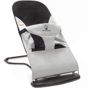 ComfyBumpy Ergonomic Baby Bouncer Seat - Bonus Travel Carry Case - Safe, Portable Bouncing Chair with Adjustable Height Positions - Infant Bouncy Seat Perfect for Newborn Babies (Grey)