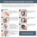YOHOM Handheld Shower Head Holder Bracket Suction Cup Adjustable Stainless Steel Vacuum Shower Wand Hose Holder for Sprayer Nozzle Removable Bathroom Accessory Clip Wall Mount Matte Black