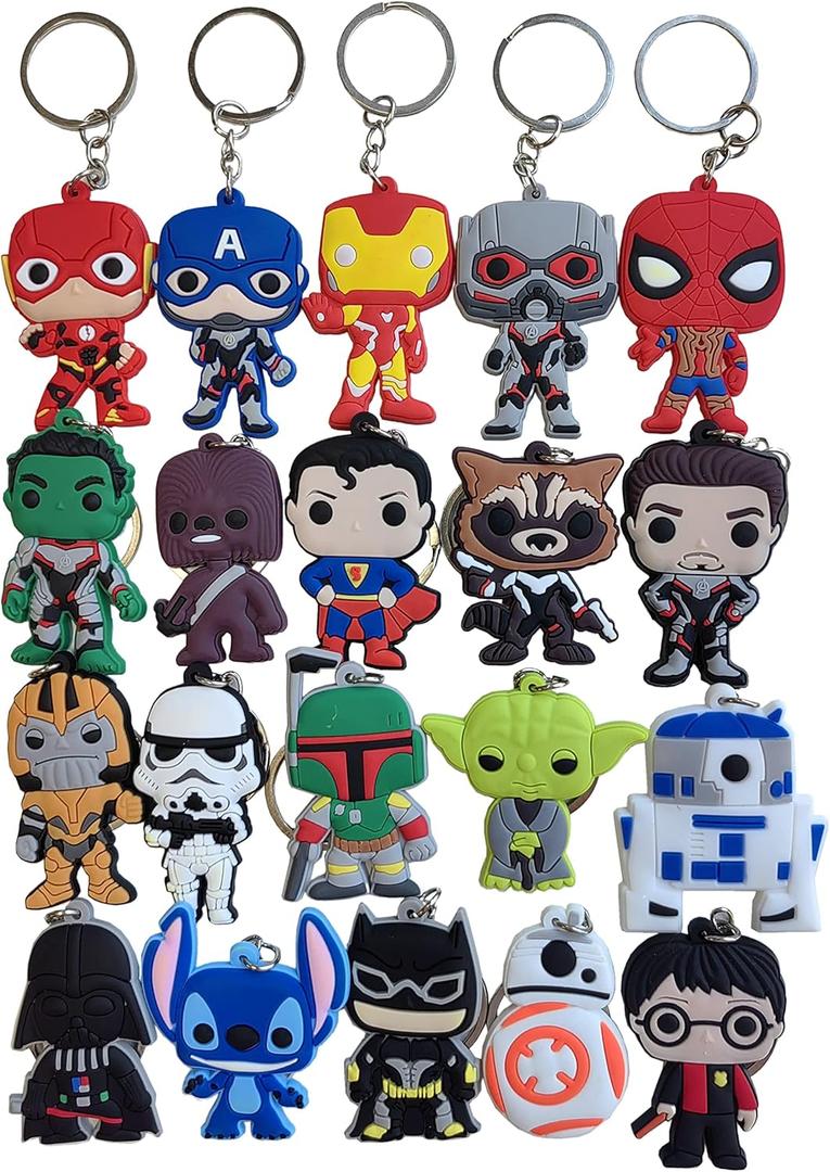 20PCS funny cartoon keychainstags Goodie Bag Stuffer Christmas gifts and holiday charms