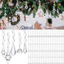 JolliLudo 100 Pack Acrylic Hanging Crystals Garland Ornaments Centerpieces Home Decor Clear Plastic Icicle Prism Drop Pendant Crystal Beads for Valentine's Day Wedding Party Decor