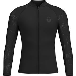 GoldFin Mens Wetsuit Top, 3mm Wetsuits Men Neoprene Jacket Long Sleeve Wet Suits for Water Sports Diving Surfing Kayaking Swimming Black-print, XX-Large