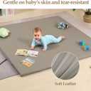50"x50" Premium Baby Play Mat, Memory Foam with Wipe-Clean Leather Cover, Non-Slip & Machine Washable Floor Mat for Tummy Time, Crawling and Family Bonding Time, Grey