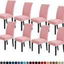 Joccun Chair Covers for Dining Room Set of 8, Dining Chair Slipcovers Stretch Dining Room Chair Covers Seat Protector,Washable Parsons Chair Cover for Home,Hotel,Banquet(Dusty Pink,8 Pack)