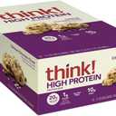 think! Protein Bars, High Protein Snacks, Gluten Free, High Fiber, Oatmeal Chocolate Chunk, 10 Count, Best By: 09 JAN 2026