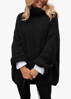 PRETTYGARDEN Oversized Sweaters for Women 2025 Chunky Turtleneck Sweater Fall Clothes Long Sleeve Tops Winter Clothing, Large