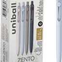 Uniball Zento Gel Ink Rollerball Pens, 12 Black Medium Point Smooth Writing Pens, Colored Japanese Pens, Zen Colors