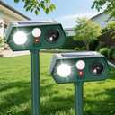2Pack Deer Squirrel Cat Rabbit Repellent Outdoor Solar Ultrasonic Animal Repeller Waterproof Rabbit Deterrent with Flash Light Motion Sensor to Keep Dog Skunk Raccoon Rodent Coyote Out of Garden Farm