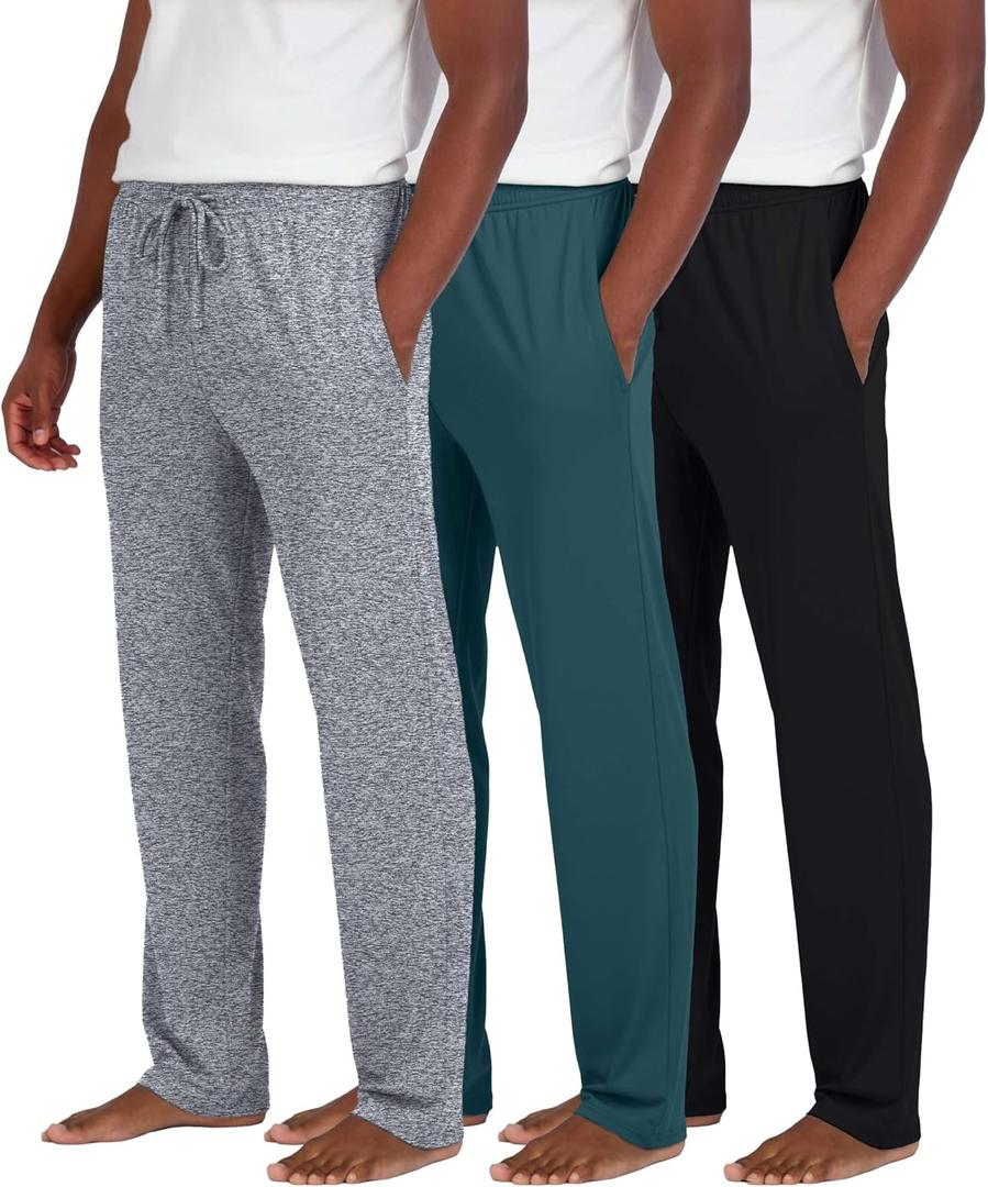 3 Pack Men's Pajama Pants Lounge Sleepwear PJ Comfy Bottoms with Pockets (L)