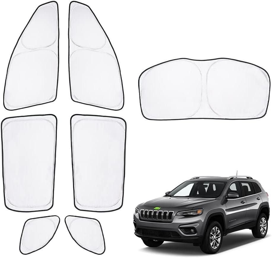 T TGBROS Window Sunshade for 2014-2023 Jeep Cherokee Side Rear Window Shade Privacy Car Sun Shades Foldable Blocks UV Rays Keeps Your Vehicle Cool 7PCS (Not for Grand Cherokee) (2014-2023 Jeep Cherokee 7PCS)