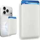 Stronger Magnetic RFID Leather Mag-Safe Card Holder for iPhone 16 Series, Mag-Safe Accessories Stick on Series of iPhone 17/16/15/14/13/12 and Pro/Promax, White