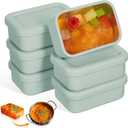 6 Packs 1 Cup Silicone Soup Freezer Molds with Lid Silicone Soup Freezer Trays Rectangle Reusable Food Preserving Tray Freezing Sauces Stews(Sage Green)