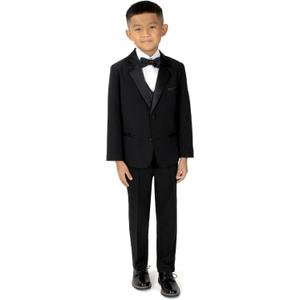 Spring Notion Boys' Classic Fit Tuxedo Suit Set, No Tail (18, Black)