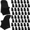 Newwiee 50 Pcs Spandex Stretch Folding Chair Covers Fitted Universal Chair Protector Removable Washable for Wedding Party Dining Banquet Event (Black)