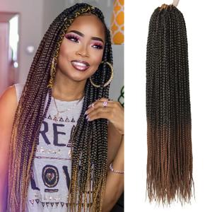 6 Packs Box Braids Crochet Hair Crochet Box Braids Pre-looped Synthetic Hair Crotchet Box Braids Hair 22 Inch (1B/30, 22inch)