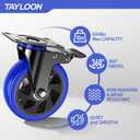 5 Inch Caster Wheels Heavy Duty Swivel Casters Set of 4 with Dual Locking,Industrial Plate Casters, Locking Casters Wheels for Furniture,Workbench(Free Hardware Kit)