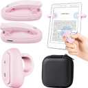 [2 Clips] Finger Ring Kindle Page Turner Remote Control for Paperwhite: Rechargeable Wireless Clicker for Reading on Bed for iPhone Android iPad, Camera Shutter & Video Record Accessories (Pink)