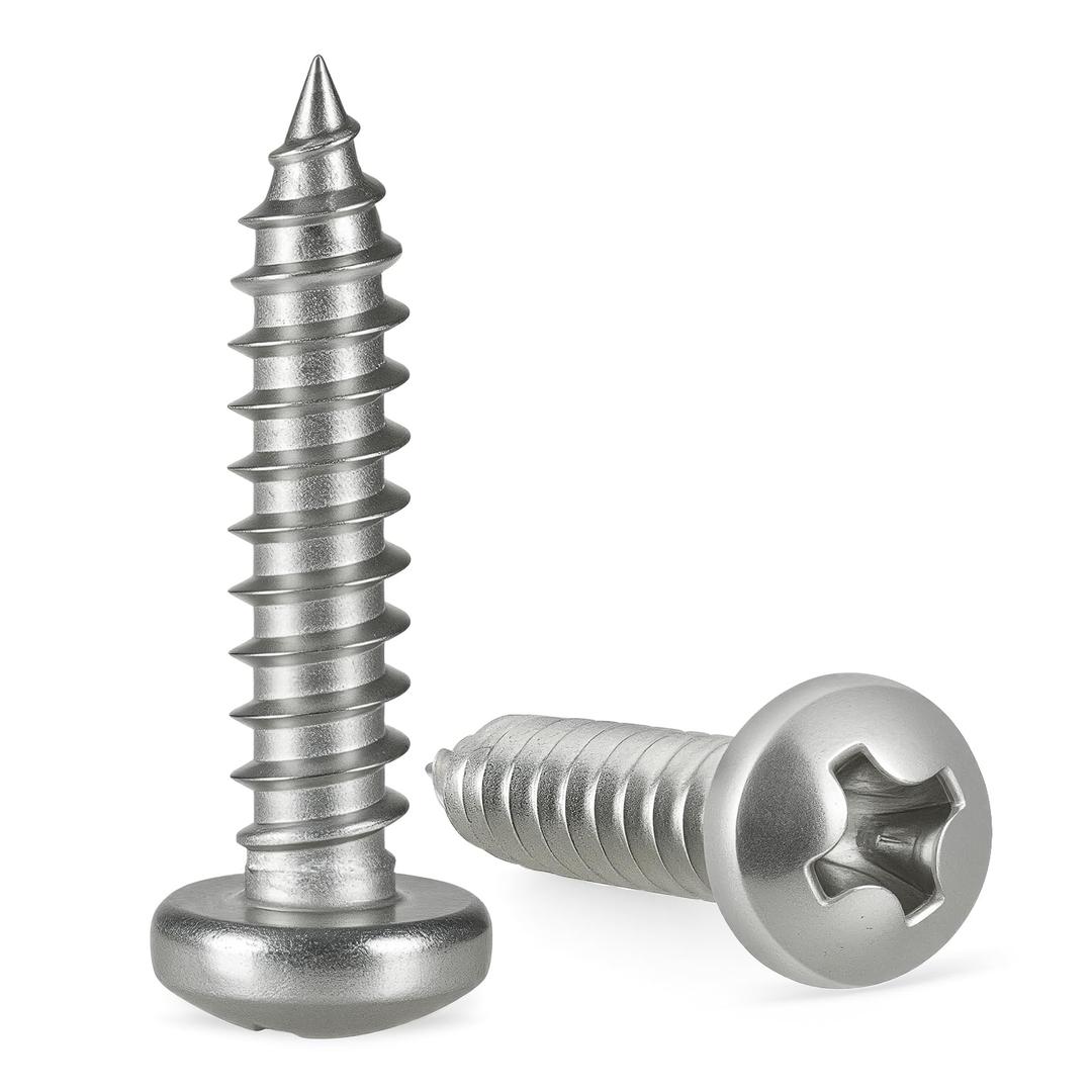 Krysay #12 x 1 Inch Pan Head Wood Screws, Phillips Drive, Stainless Steel 304 (18-8),Self Tapping for Wood, Sheet Metal Screws (60Pcs)