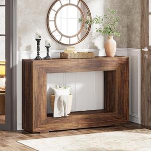 Tribesigns Farmhouse Console Table, 47 Inches Entryway Console Table with Storage, Industrial Hallway Accent Table for Living Room, Entrance (Rustic Brown)