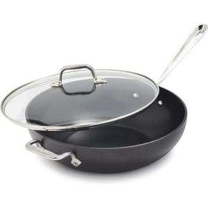 All-Clad HA1 Hard Anodized Nonstick Chef's Pan,12 Inch Induction Oven Broiler Safe 500F, Lid Safe 350F Pots and Pans, Cookware Black