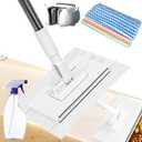 Snap Grip Mini Mop - Zero Touch No Wash Lazy Mop, Compatible with Swiffer & Face Towels, Adjustable for Wet/Dry Floors, Tile, Hardwood, Corners (5 Reusable Cloths)