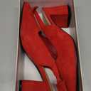 Mostrin Red Block Slingback Heels for Women Suede Pointed Closed Toe Chunky Heels Bow Women's Pumps for Office Work Business Casual (Size 37)