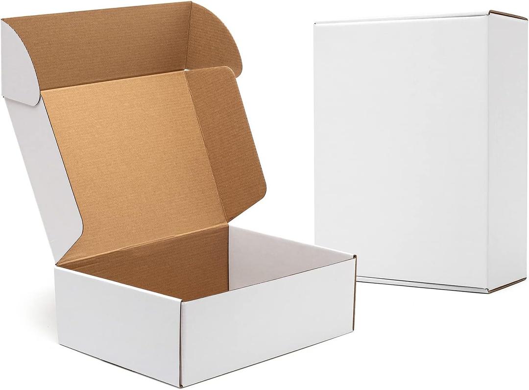 Timirog White Shipping Boxes 12x9x4" 20 Pack- Corrugated Cardboard Mailing Box for Small Business, Tab Locking Literature Mailer Packaging Supplies for Packing Gifts Craft