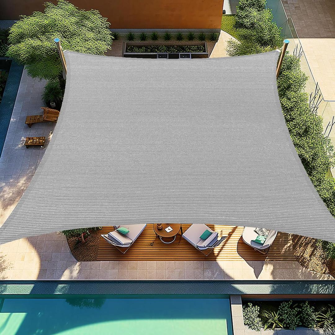 Shade&Beyond Custom 8'x12' Sun Shade Sail Rectangle, UV Block Sunshade Breathable for Backyard Yard Deck Garden Outdoor Facility and Activities, Light Grey, (We Make Custom Size) (0 8' x 1 2')