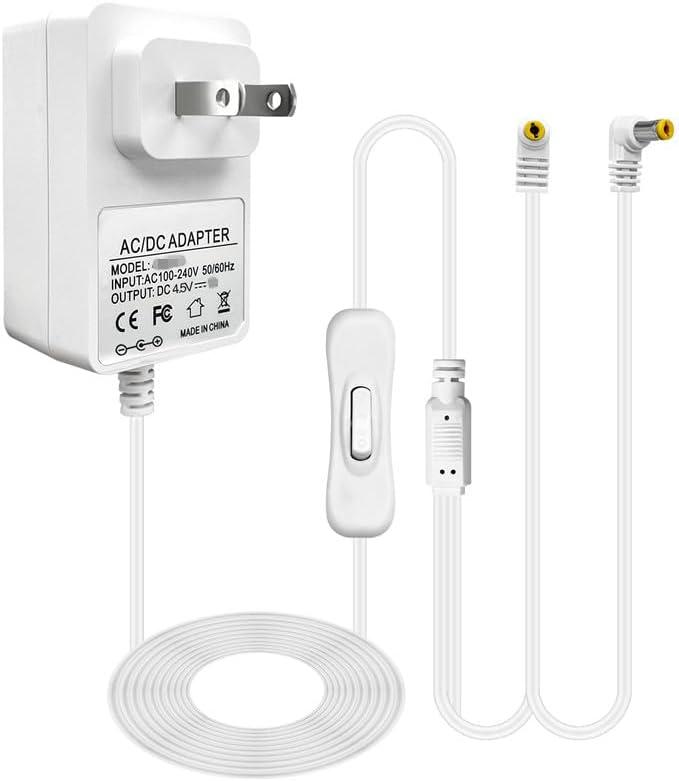 Sigely AC/DC 4.5V Power Adapter Replacement for Lemax Lighted Village Accessory 74274 94563 94565 94566 94527 (2 Head Output, with 303 Switch) for Christmas Village Spooky Town Power Supply